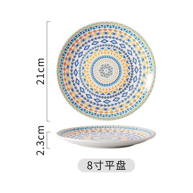 European Style Ceramic Tableware Set Plates Bohemian Style Cake Snack Salad Square Plates Birthday Festival Party Decorations