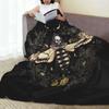 Gothic Skull Moth Print Flannel Throw Blanket Soft Warm All Season for Sofa Bed Camping Travel Ideal Gift