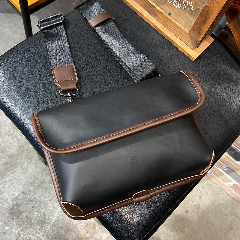 Men's plaid shoulder bag trendy messenger bag boys street fashion satchel student small bag personalized messenger bag new
