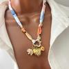 Stainless Steel Cloth Wrap Scarf Necklace Bohemian Beaded Necklace New Charm Pendant