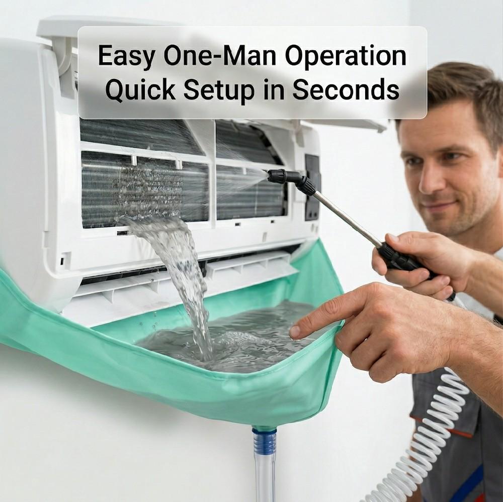 Nicht demontierbare Klimaanlagen-Wasserabdeckung zum Aufhängen, Reinigungsset mit Ablaufschlauch, angeschlossen an Abwasser und Abfallmaterialien