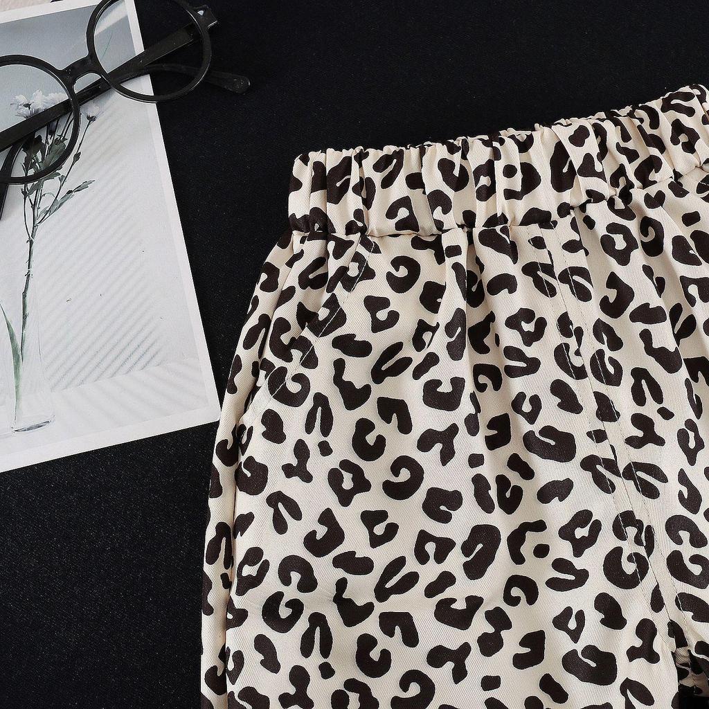 Boys' 2026 Summer Leopard Print Shirt & Pants Set – Stylish Short-Sleeve Two-Piece Outfit