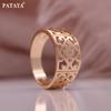 Rose Gold Color Glossy Ring Dark Flower Hollow Italian Craft Classic Rings