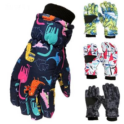 Children Thermal Ski Gloves Winter Outdoor Waterproof Windproof Fleece Child's Warm Snowboard Gloves for Skiing Riding.