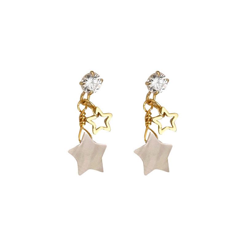 Shell Star Earrings Five-pointed Star Earrings Super Fairy Little Fresh Earrings