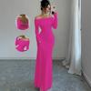 2026 Spring Women's Clothing One-Word Shoulder Shrinking Tight Body Fashion Elegant Hip Wrap Long Evening Dress Dress