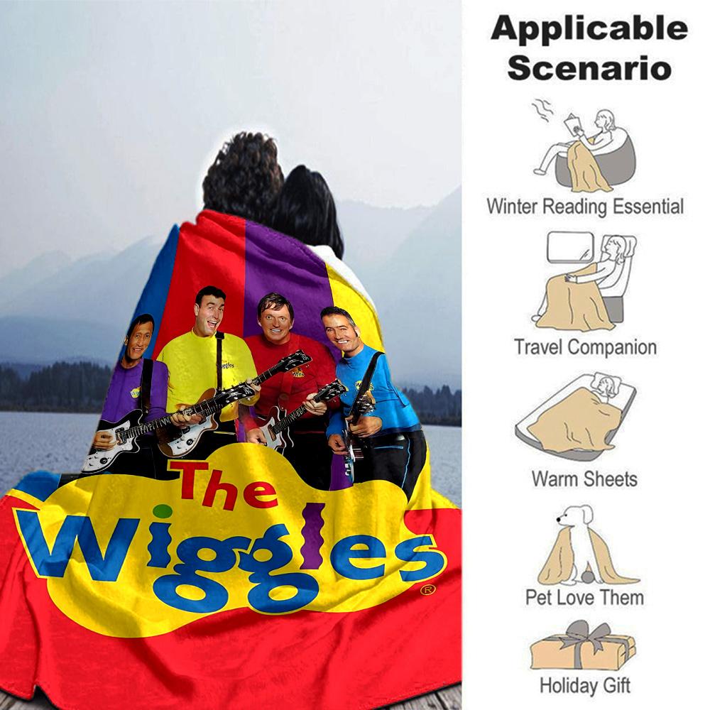 Wiggles Band Flannel Blanket Super Soft Warm Cozy Blanket for Sofa Bed Office Travel All‑Season Home Decor Gift