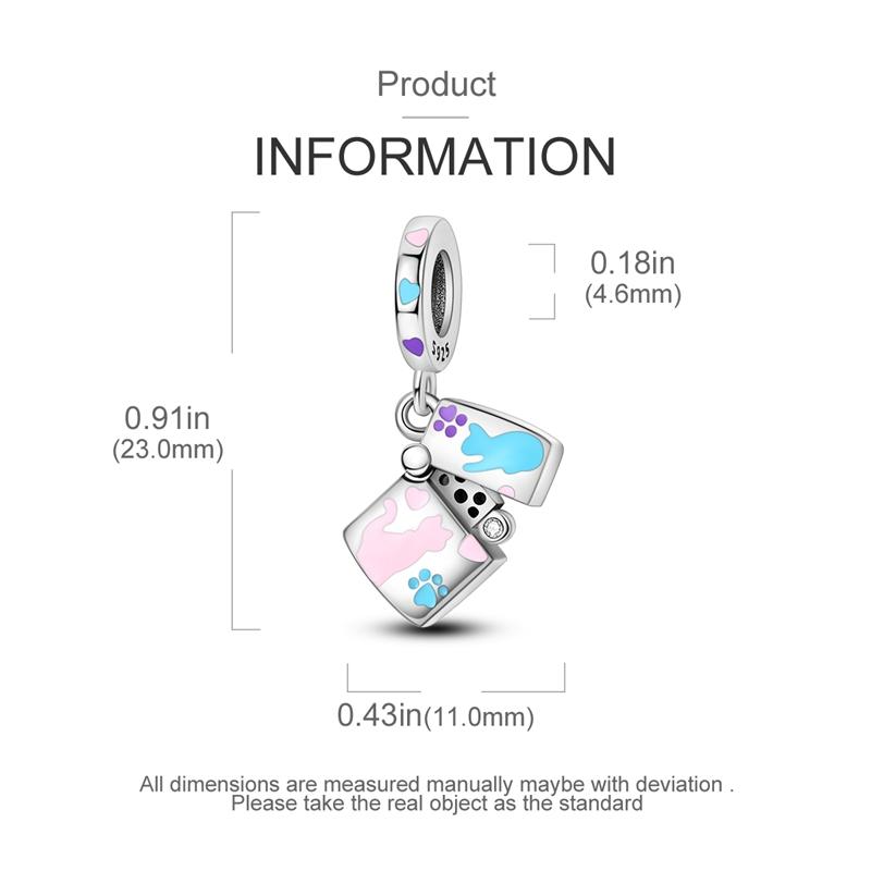 Charms Copper Colorful Cat Lighter Heart-Shaped Pendants Fit Charms Plata Original Bracelet Beads Women Jewellery Making