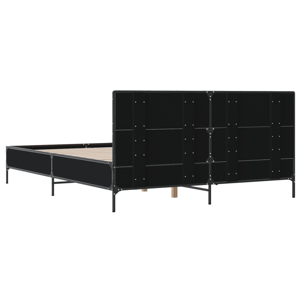 Bed Frame Black 160 x 200 cm Particleboard and Metal