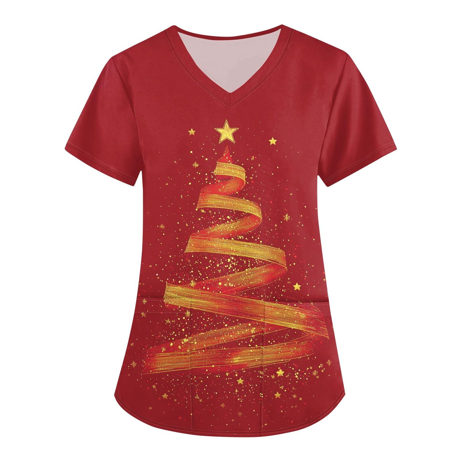 

Женский модный комбинезон с короткими рукавами и V-образным вырезом, с карманами и рождественским принтом M винный