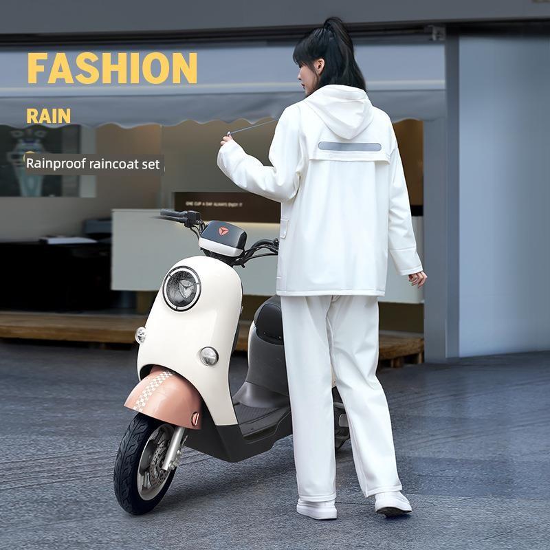 Raincoat and Rain Pants Set for Women, Reflective Waterproof Workwear, Separate Pieces for Cycling, Heavy Rain Protection, Electric Vehicle Raincoat