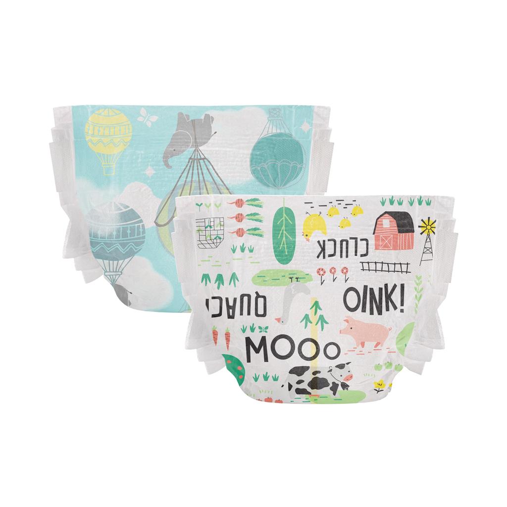 The Honest Company Clean Conscious Diapers and Sustainable Above It All Barnyard Babies Club Box Size 1 78 Count Plant-Based + (8-14 Lbs)