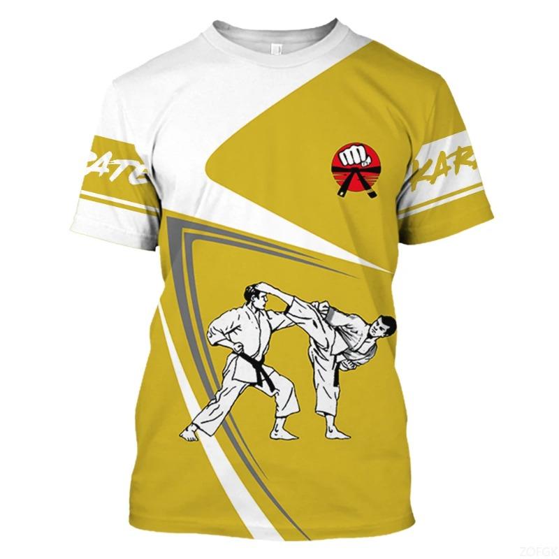 Japanese Training T-shirt Men's 3D Karate Printed T-shirt Sportswear Men's Sweat Absorbing Breathable T-shirt