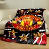 A Manchester United Logo Surrounded by Gold Stars On a Red-black Pattern. for All Seasons Blanket Lunch Break Throw Gift