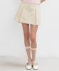 City Breeze Pleated Stitch Contrast Mini Skirt_Beige