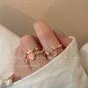 Double Love Zircon Open Ring Female Japanese Design Index Finger Ring Internet Celebrity Adjustable Ring