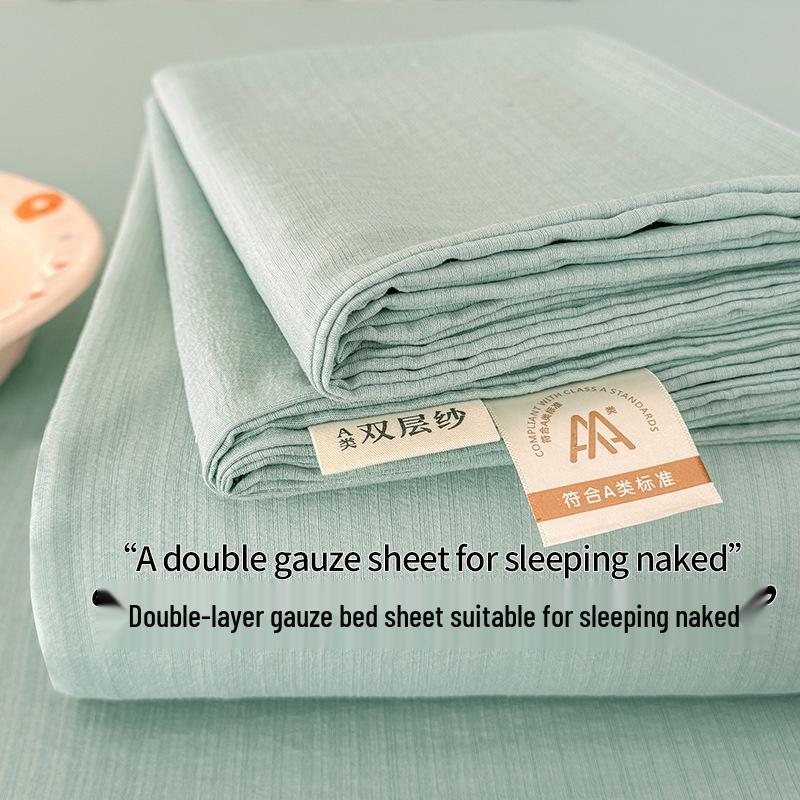 Class A Double Layer Gauze Bedding: Single Cotton Bed Sheet & Duvet Cover Set for Dorm Rooms