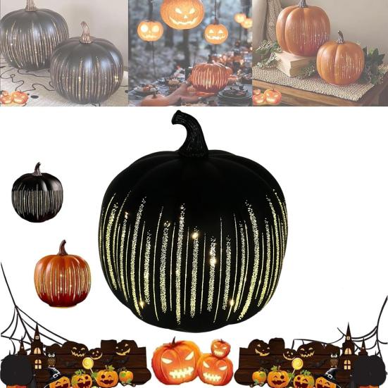 Twinkle Pumpkin Night Light with Timer Halloween Glass Starry Night Lamps Auto-Off LED Fall Decoration for Tabletop Mantel