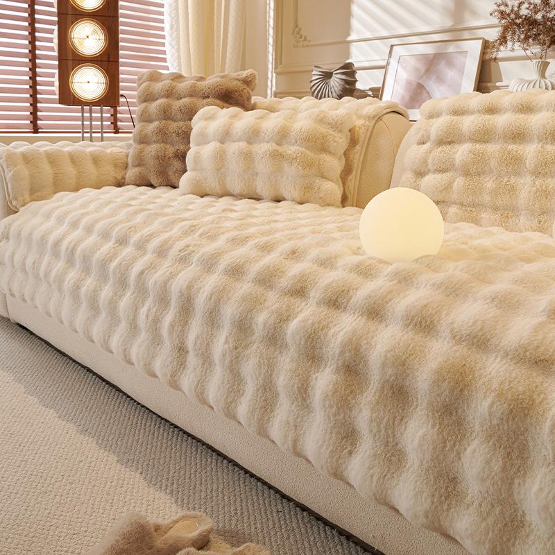 Internet Celebrity Tutu Velvet Sofa Cushion  Autumn And Winter New French Retro Plush Seat Cushion Fixed Non-Slip Cover