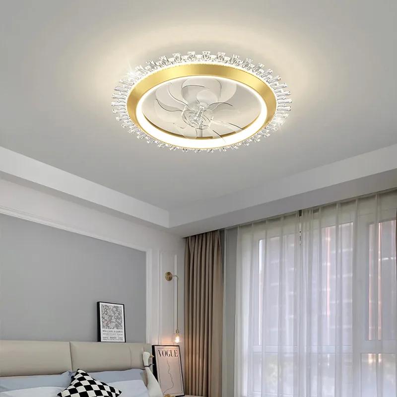 Smart Ceiling Fan Fans With Lights Remote Control Bedroom Decor Ventilator Lamp Air Invisible Blades Retractable Silent Light