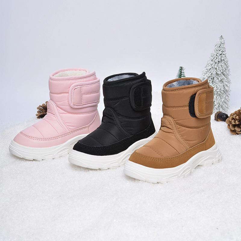 Children Winter Warm Snow Boots Baby Anti-slip Soft Thicken Sole Short Boots Girls Hook Shoes Boys Waterproof Snow Boots
