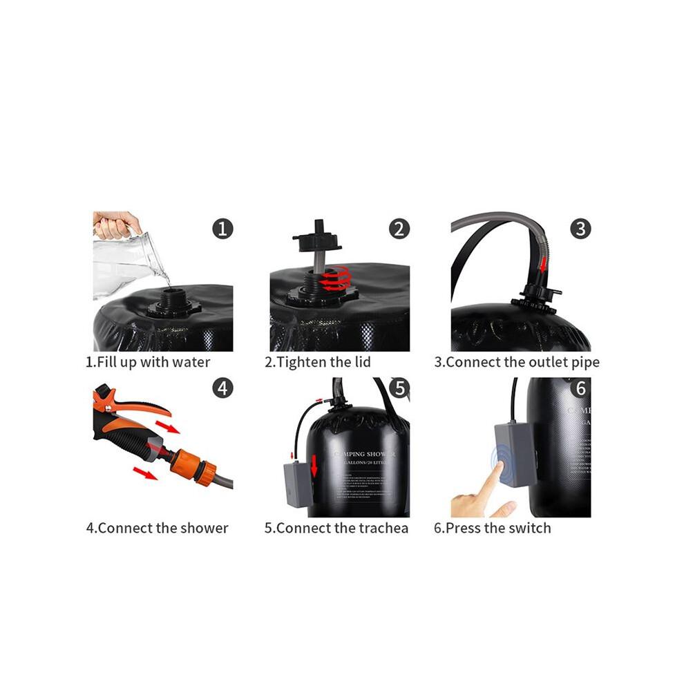 Portable Camping Shower with 20L Solar Heating Bag Rechargeable Electric Pump for Watering Flowers Hiking Beach Washing