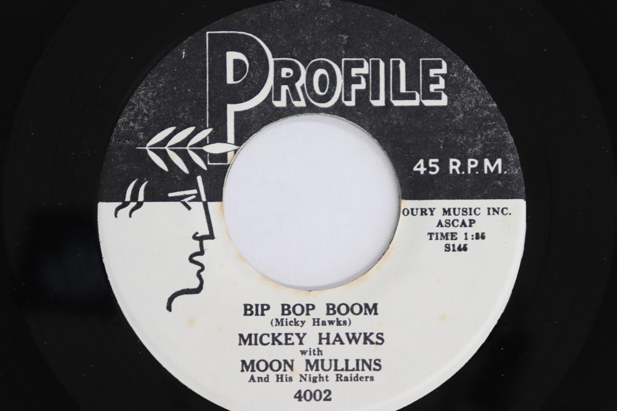 

7-дюймовая пластинка MICKEY HAWKS, MOON MULLINS & HIS NI - Bip Bop Boom / Rock And Roll Rhythm 4002 PROFILE 1958 US Рок Б/У