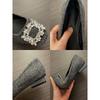 Rhinestone temperament thick heel single shoes women's autumn square head commuting low heel ladyshoes