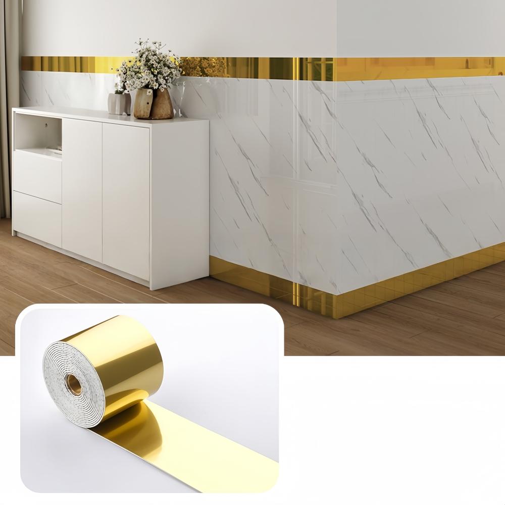 1pc 10cm X 5m PVC Self-Adhesive Marble Baseboard Sticker - Waterproof Skirting Board Protector for Corner Window Sill Home