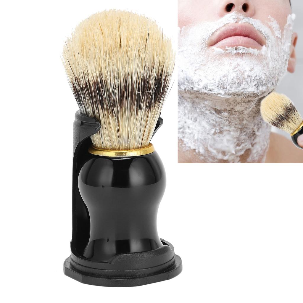 Men's Shaving Brush Face Cleaning Bristle Soft Hair Shaving Brush with Black Drip Stand Holder