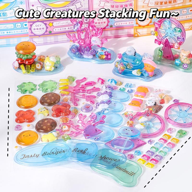 3D Cabin Scene Stickers Stacking Sticker Diy Stress Relief Stickers Game Sticker Visual Stacking Decal Gift for Student