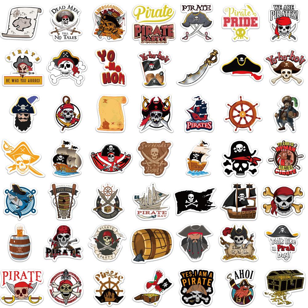 50 Cartoon Pirate Graffiti Stickers Decorative Suitcase Pen Guitar Notebook Waterproof Hot Stickers