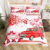 Valentines Day King Duvet Cover Romantic Bedding Set Kawaii Couple Gnome Comforter Cover Pink Rose Hearts Polyester Quilt Cover
