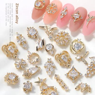 2 Stück 3D Metall Zirkon Nail Art Schmuck Japanische Nageldekorationen Top Qualität Zirkon Kristall Maniküre Zirkon Diamant Charms