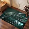 Philadelphia Eagles Personalisiertes Kristall-Samt-Teppich, Benutzerdefinierter Namens-Text Weicher Anti-Rutsch-Teppich für Wohnzimmer Schlafzimmer