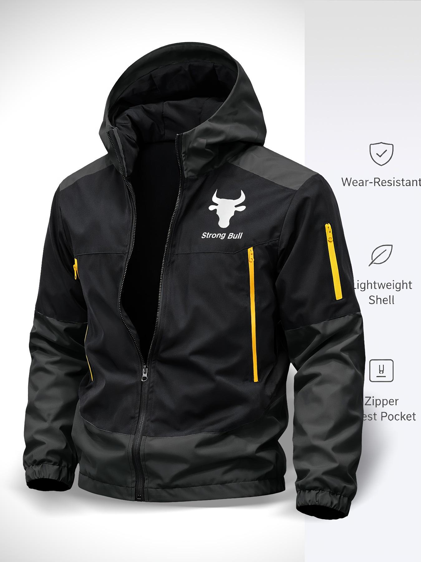 Herren Winddichte Kapuzenjacke - Vielseitig, Locker Geschnitten, Lässig, Sport, Arbeitskleidung für Frühling/Herbst Extra Extra Large black