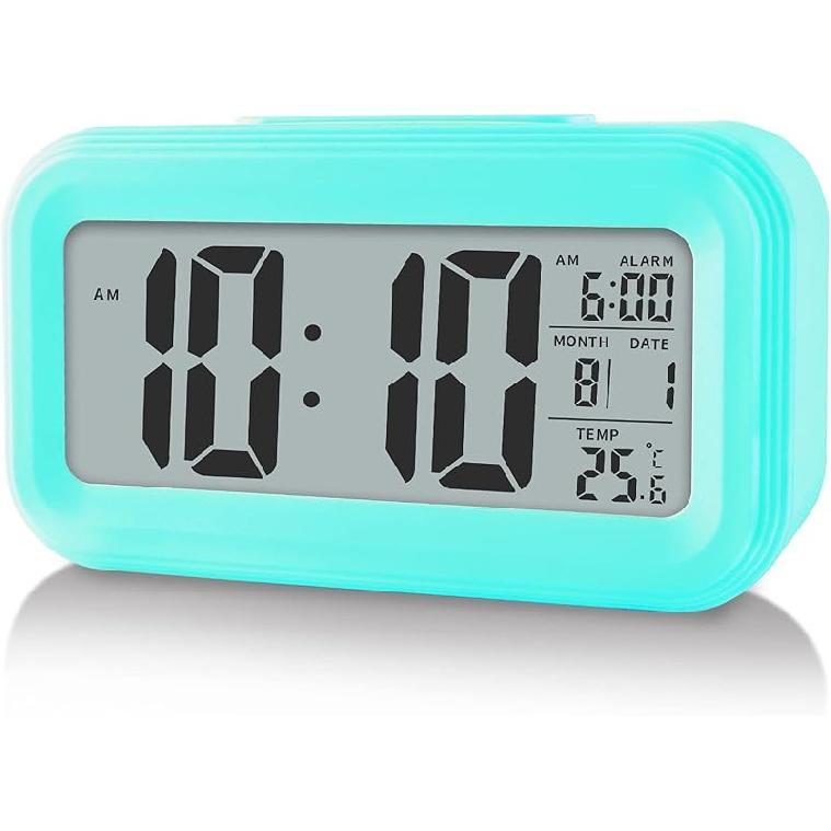Digital Alarm Clock with Indoor Temperature, Battery Operated,Snooze Model,12/24H Display for Bedrooms Heavy Sleepers Kids Travel Bathroom Desk Smart