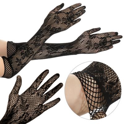 Von Sexy Lange Netz Floral Gothic Punk Fäustlinge Spitze Handschuhe Kostüm Weihnachten Halloween Handschuhe