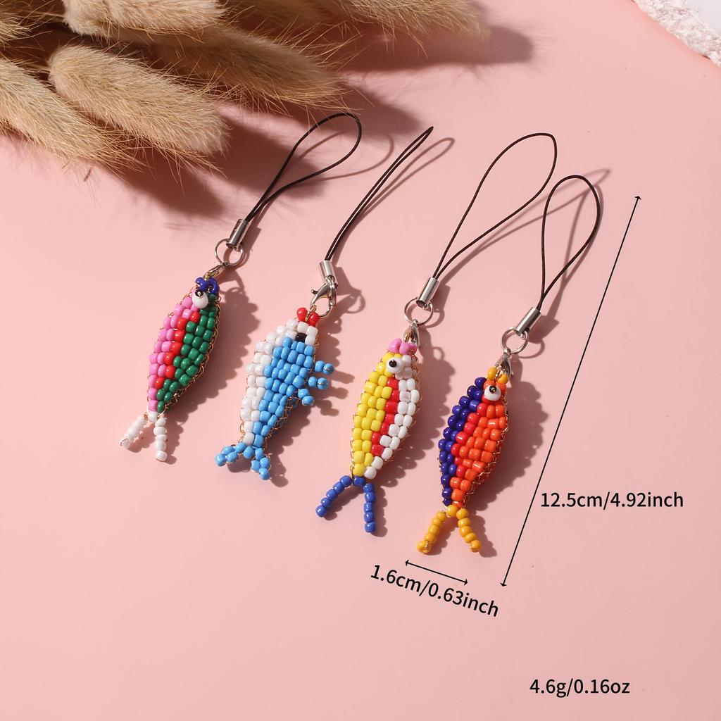 Handwoven Beaded Fish Phone Charm and Lanyard – Cute Simple Bag Accessory & Couple Gift