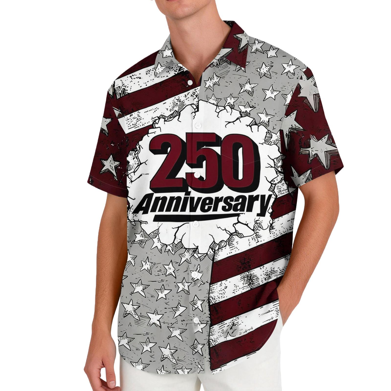 

Men s 250th Anniversary Short-Sleeved Shirt - 1776 - 2026 American Flag T-Shirt XL винний