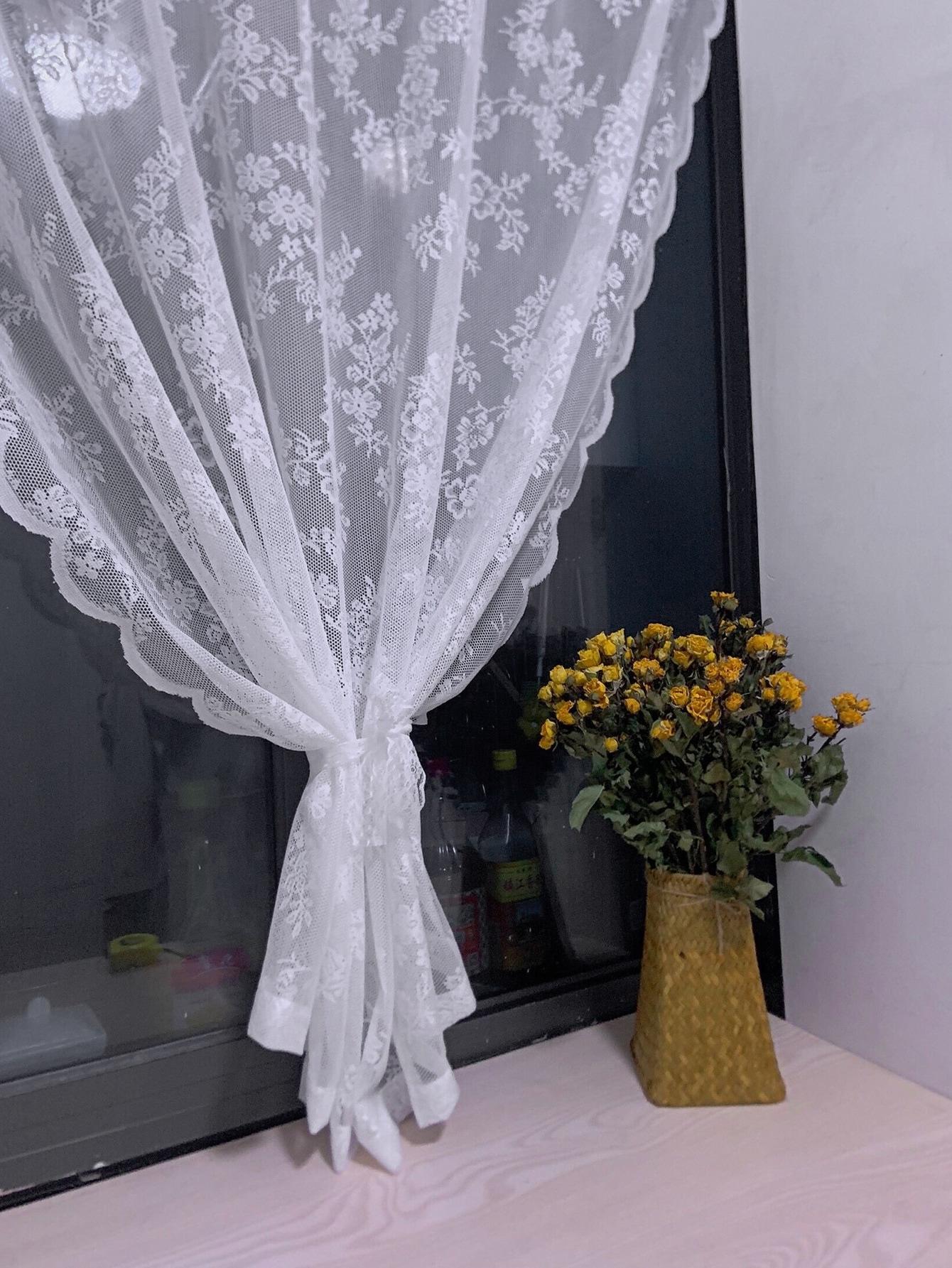 

Прозрачная панель для штор из цветочного кружева с кулиской 70x120cm&Fixed Pleat белый