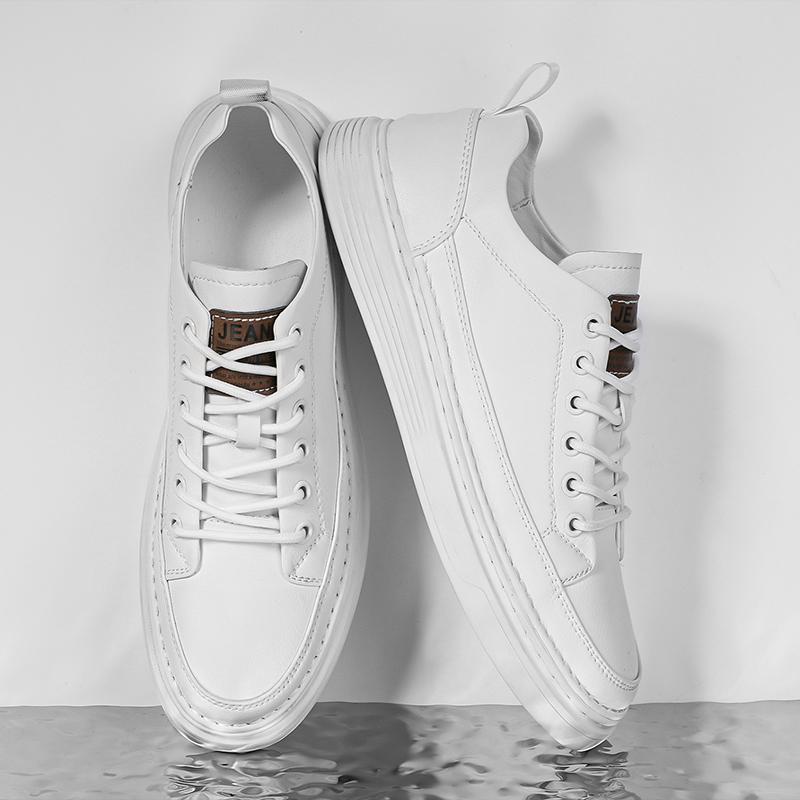 Mens Casual Shoes Fashion Breathable White Shoes High Quality Leather Skate Shoes Luxury Brand Lace Up Handmade Designer Shoes