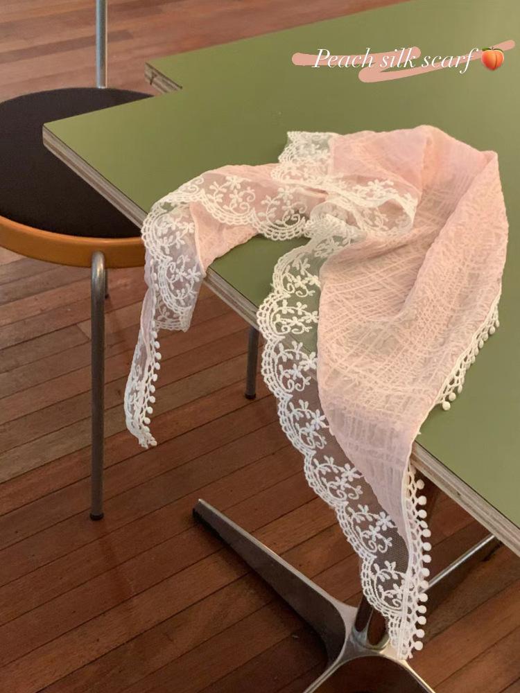 1 Pcs Fashion Pink Lace Flower Bandanas Hair Scarf For Women Girls Party Hair Accessories