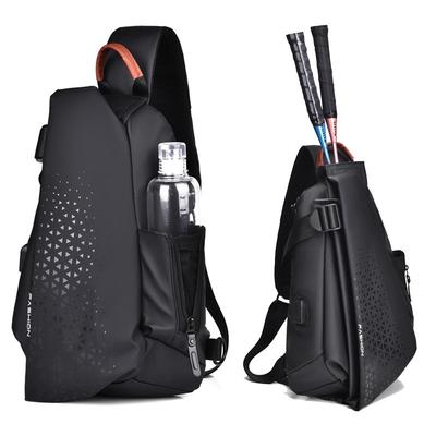 Herren-Brusttasche mit USB-Aufladung, Badmintonschläger-Rucksack, wasserdichter Brustrucksack, Sportrucksack