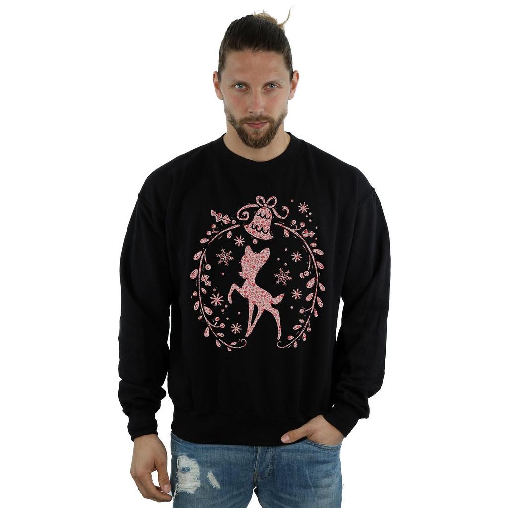 Disney Herren-Sweatshirt mit Bambi-Weihnachtskranz