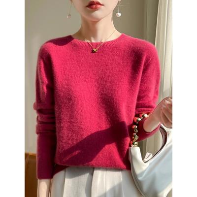 Solid Color Sweater Women's Knitwear Round Neck Pullover Loose Bottoming Shirt