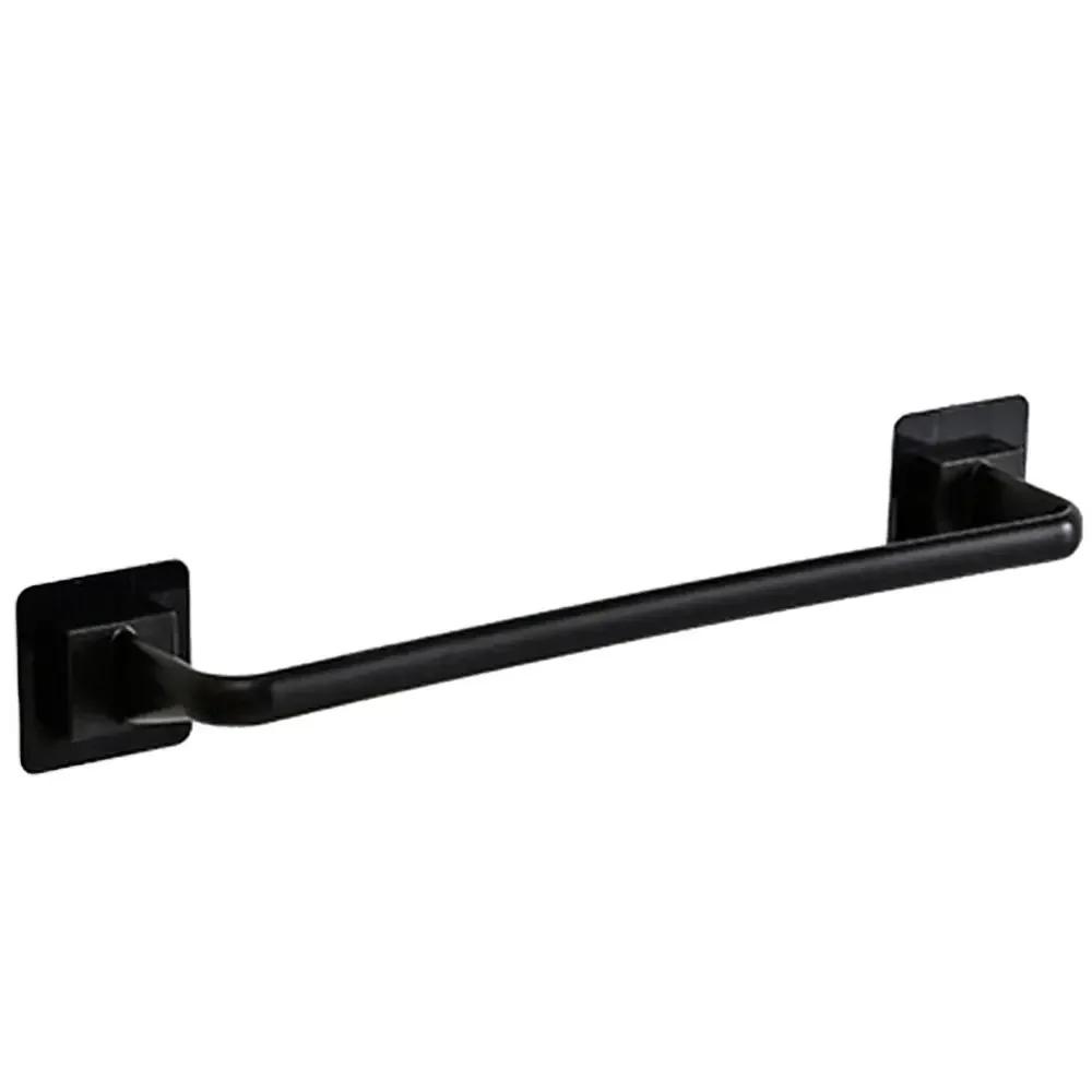 

Self Adhesive Plastic Towel Rod 24.5/34cm Wall Mount Bathroom Kitchen Storage Shelf Shoe Rack Hanger Holder Household Gadget 24.5cm чорний