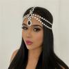 Cross-Border Hot Multi-Layer Rhinestone Black Water Drop Pendant Head Chain for Women Fashion Crystal Forehead Lace Hair