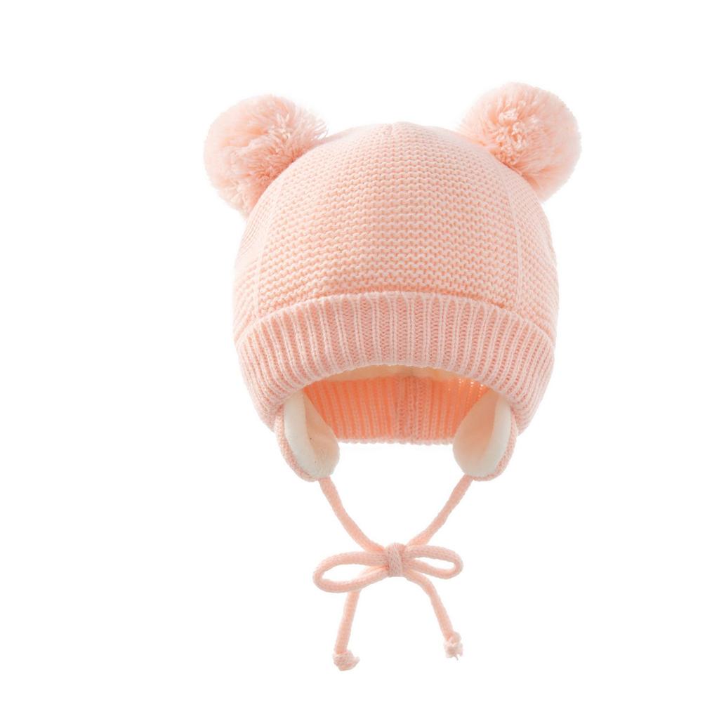 Cute Kids Hat Thick Warm Beanies Girl Boy Ear Protection Knitted Pompom Baby Hat Winter Gloves