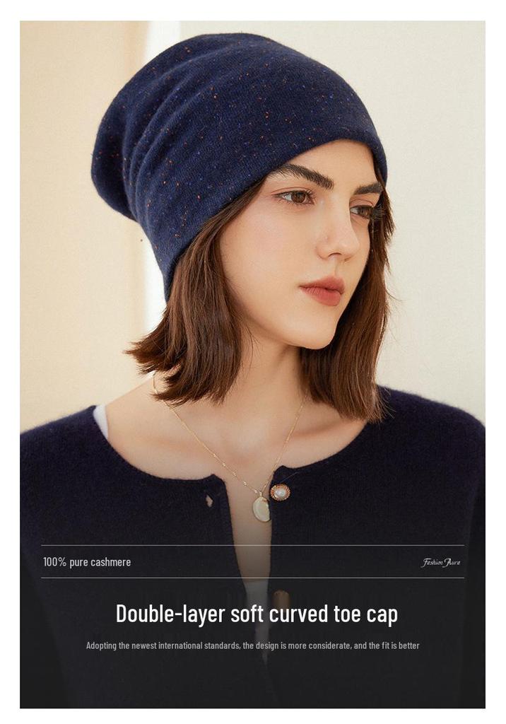 Women's 100% Pure Cashmere Hat: Warm, Double-Layered, New Color Yarn for Autumn and Winter.